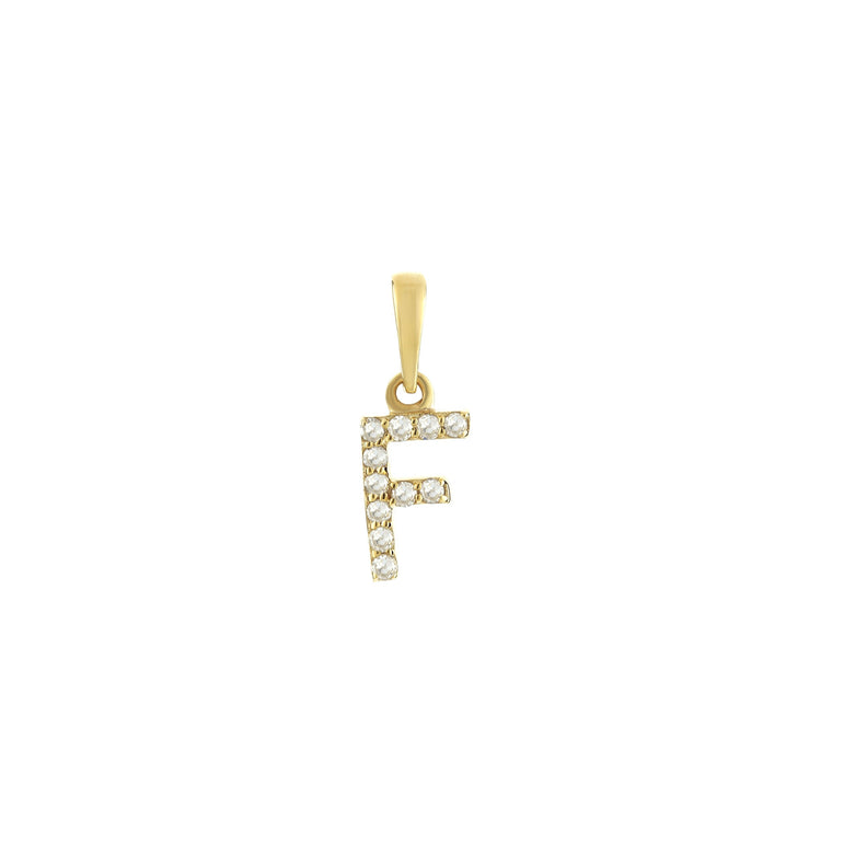 Yellow Gold Round Diamond Initial Letter Pendant