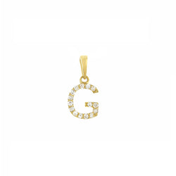 Yellow Gold Round Diamond Initial Letter Pendant