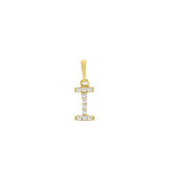 Yellow Gold Round Diamond Initial Letter Pendant