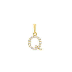 Yellow Gold Round Diamond Initial Letter Pendant