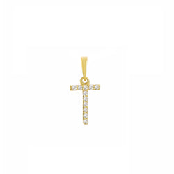 Yellow Gold Round Diamond Initial Letter Pendant