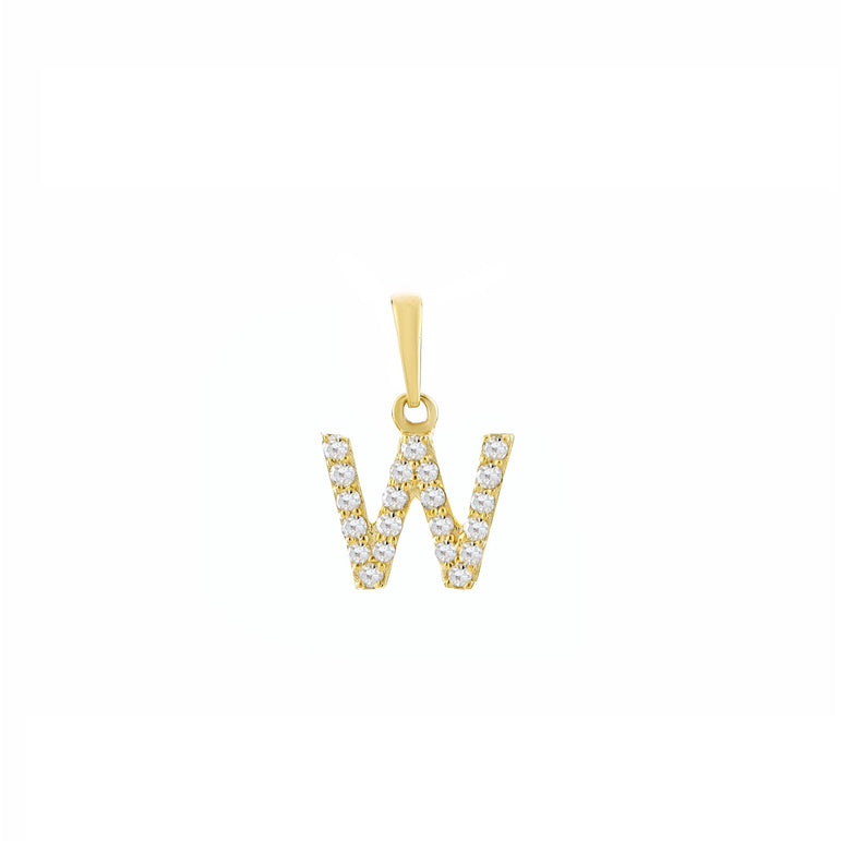 Yellow Gold Round Diamond Initial Letter Pendant