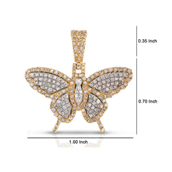 0.99 Cts.Yellow Gold Round Diamond Butterfly Pendant