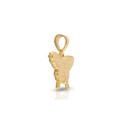 0.99 Cts.Yellow Gold Round Diamond Butterfly Pendant