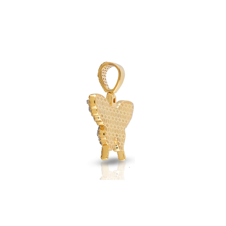 0.99 Cts.Yellow Gold Round Diamond Butterfly Pendant