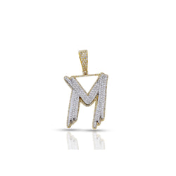 'A-Z' Yellow Gold Round Diamond Initial Letter Pendant