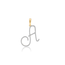 10K Yellow Gold Round Diamond Initial Pendant