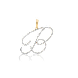 10K Yellow Gold Round Diamond Initial Pendant