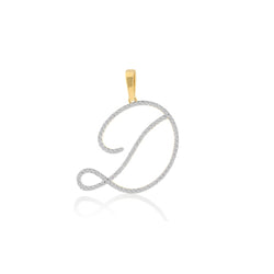 10K Yellow Gold Round Diamond Initial Pendant