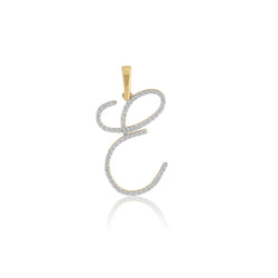 10K Yellow Gold Round Diamond Initial Pendant