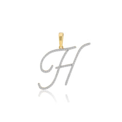 10K Yellow Gold Round Diamond Initial Pendant