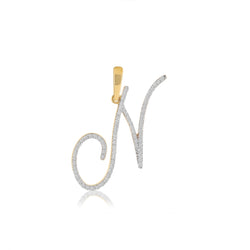 10K Yellow Gold Round Diamond Initial Pendant