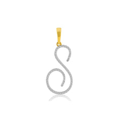 10K Yellow Gold Round Diamond Initial Pendant