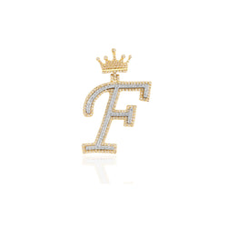 10K Yellow Gold Diamond Crown Initial Pendant