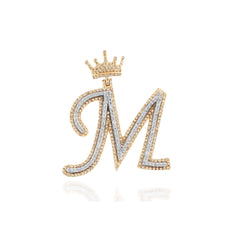 10K Yellow Gold Diamond Crown Initial Pendant