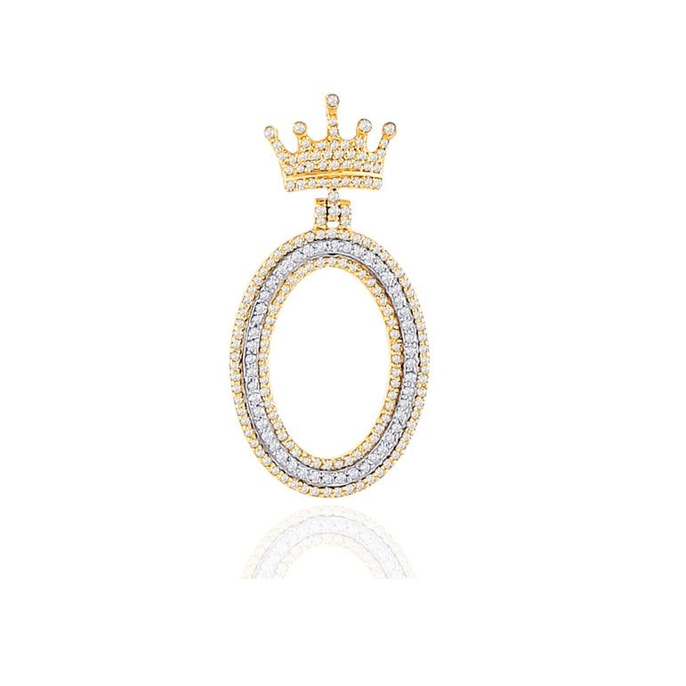 10K Yellow Gold Diamond Crown Initial Pendant