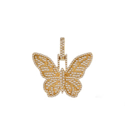 Yellow Gold Round Diamond Butterfly Pendant