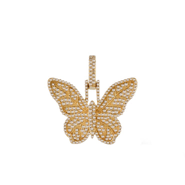 Yellow Gold Round Diamond Butterfly Pendant