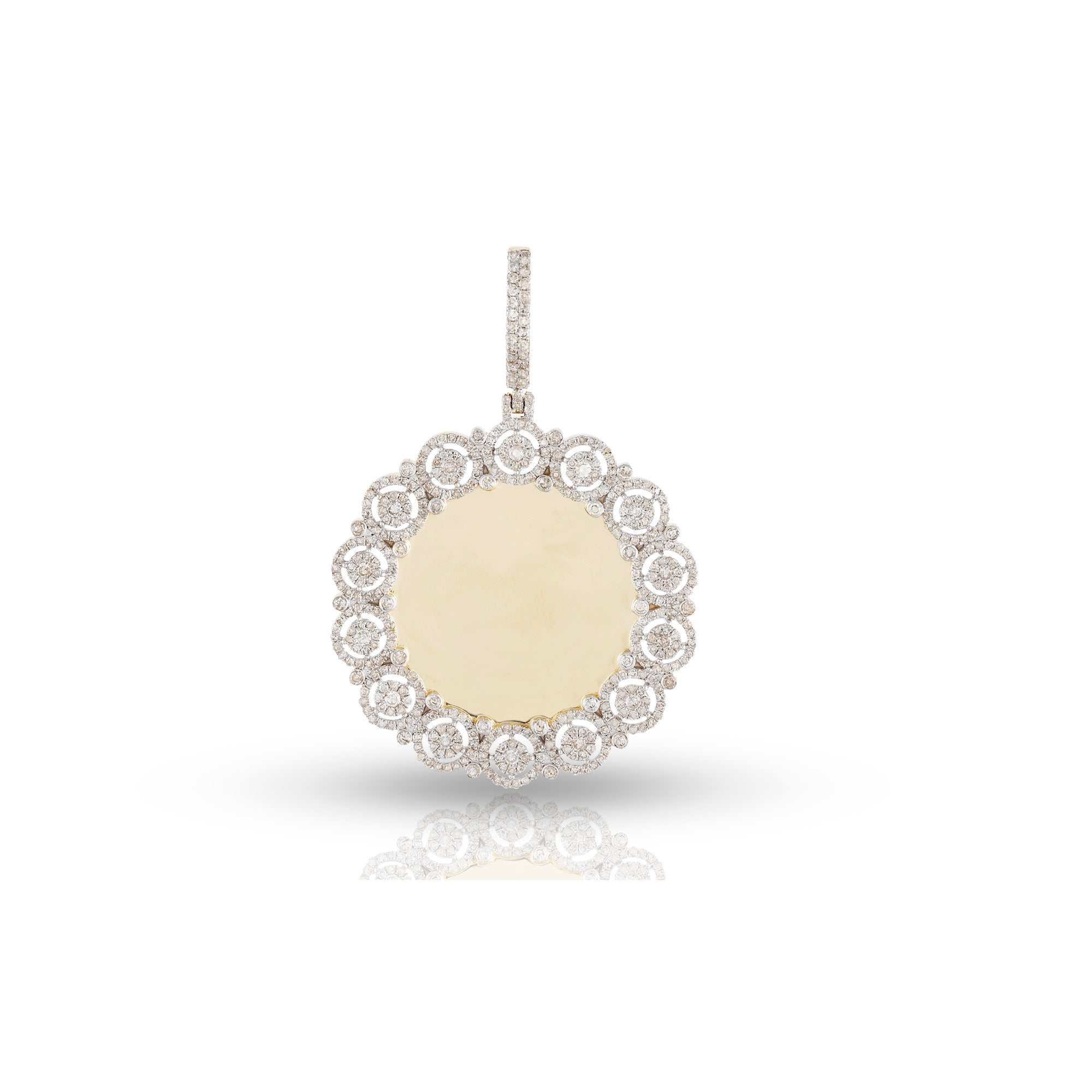 Yellow Gold Men's Round Diamond Memory Circle Charm Pendant by Rafaela Jewelry