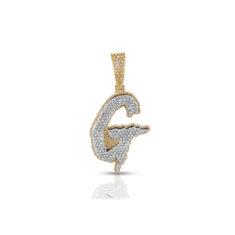 'A-Z' Yellow Gold Round Diamond Initial Letter Pendant