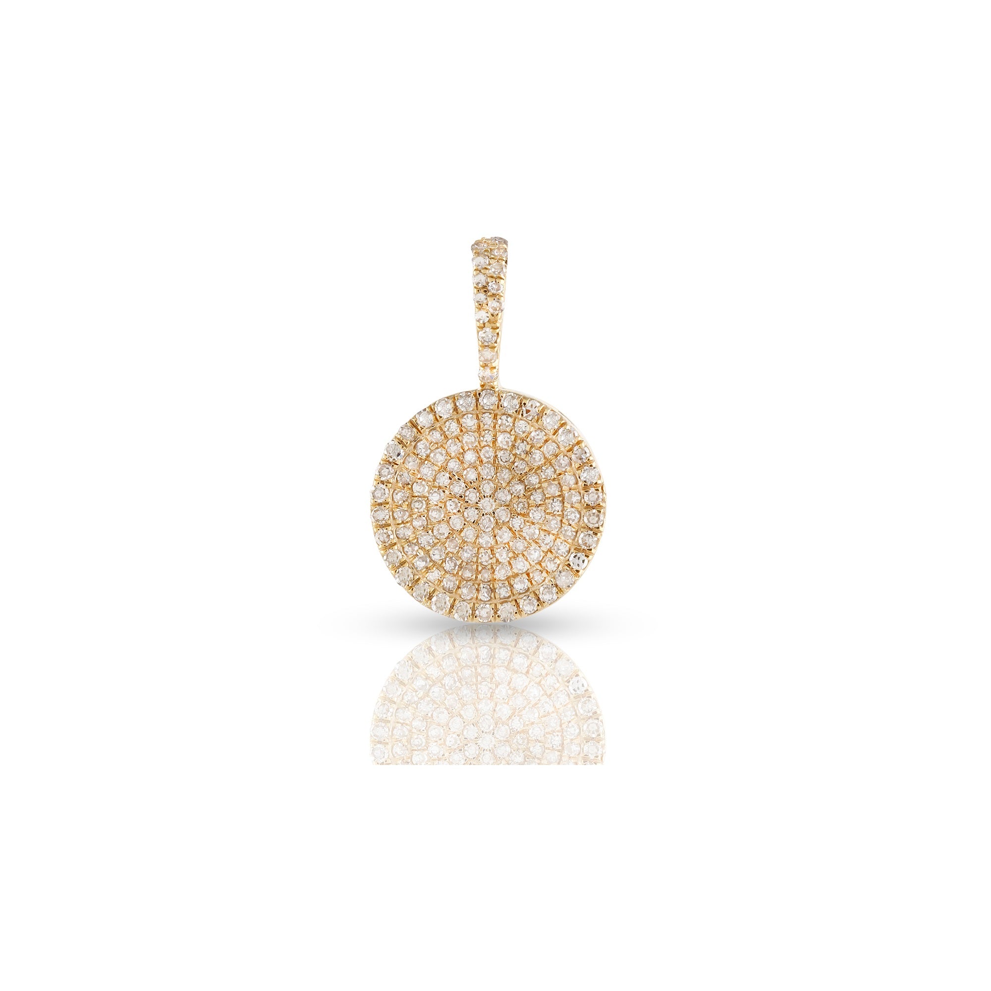 Yellow Gold Round Diamond Round Pendant by Rafaela Jewelry