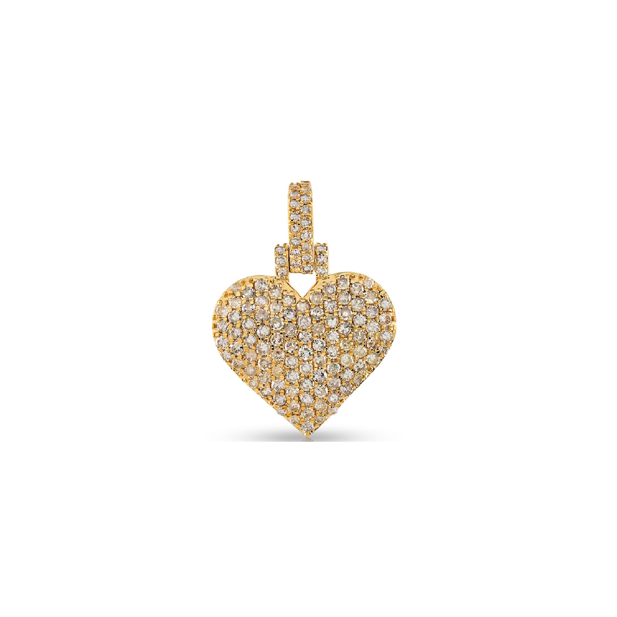 0.75Ct Round Diamond Cluster Yellow Gold Heart Pendant