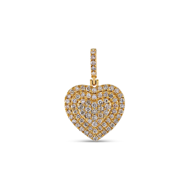 Yellow Gold Round Diamond Heart Pendant For Women's