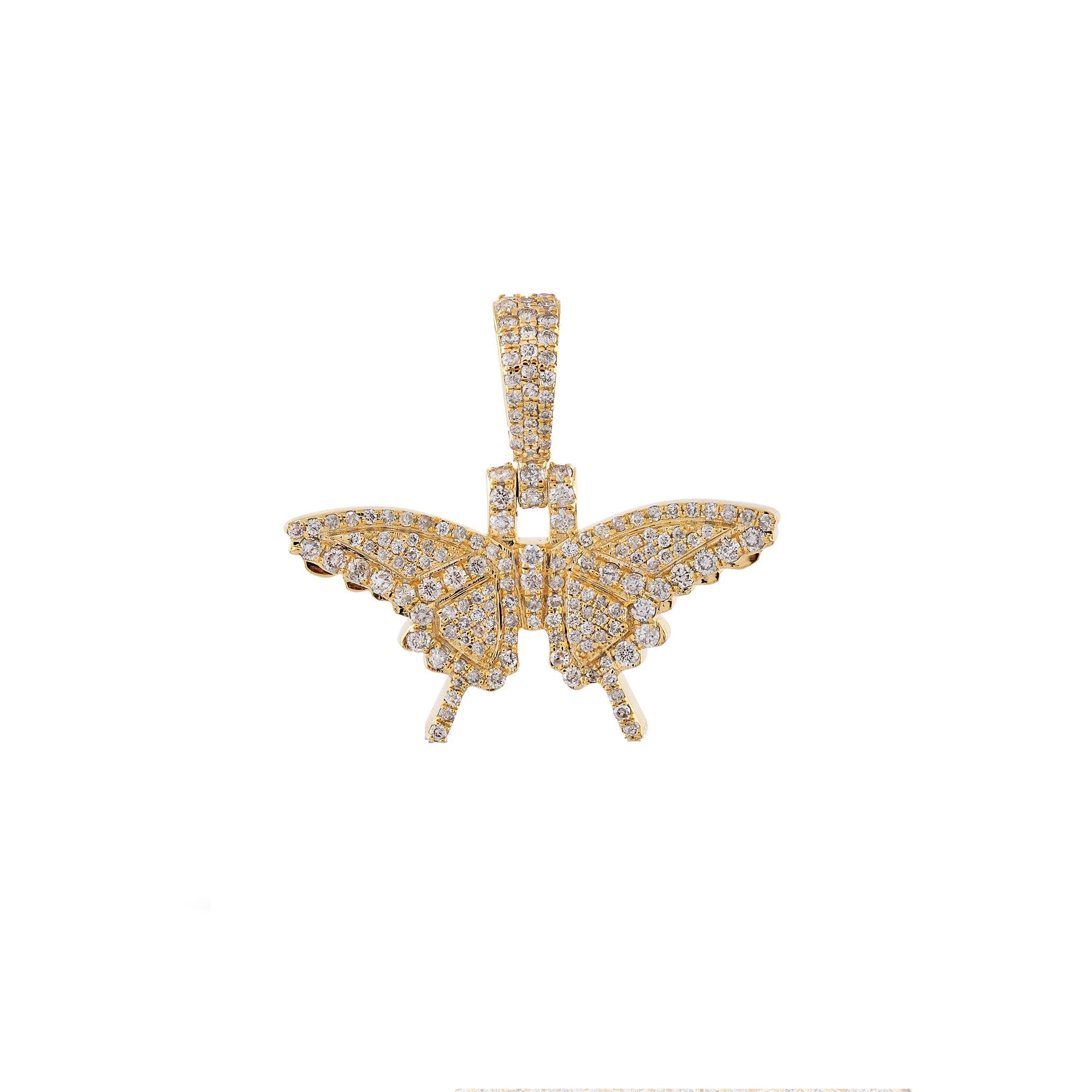 Yellow Gold Round Diamond Butterfly Pendant