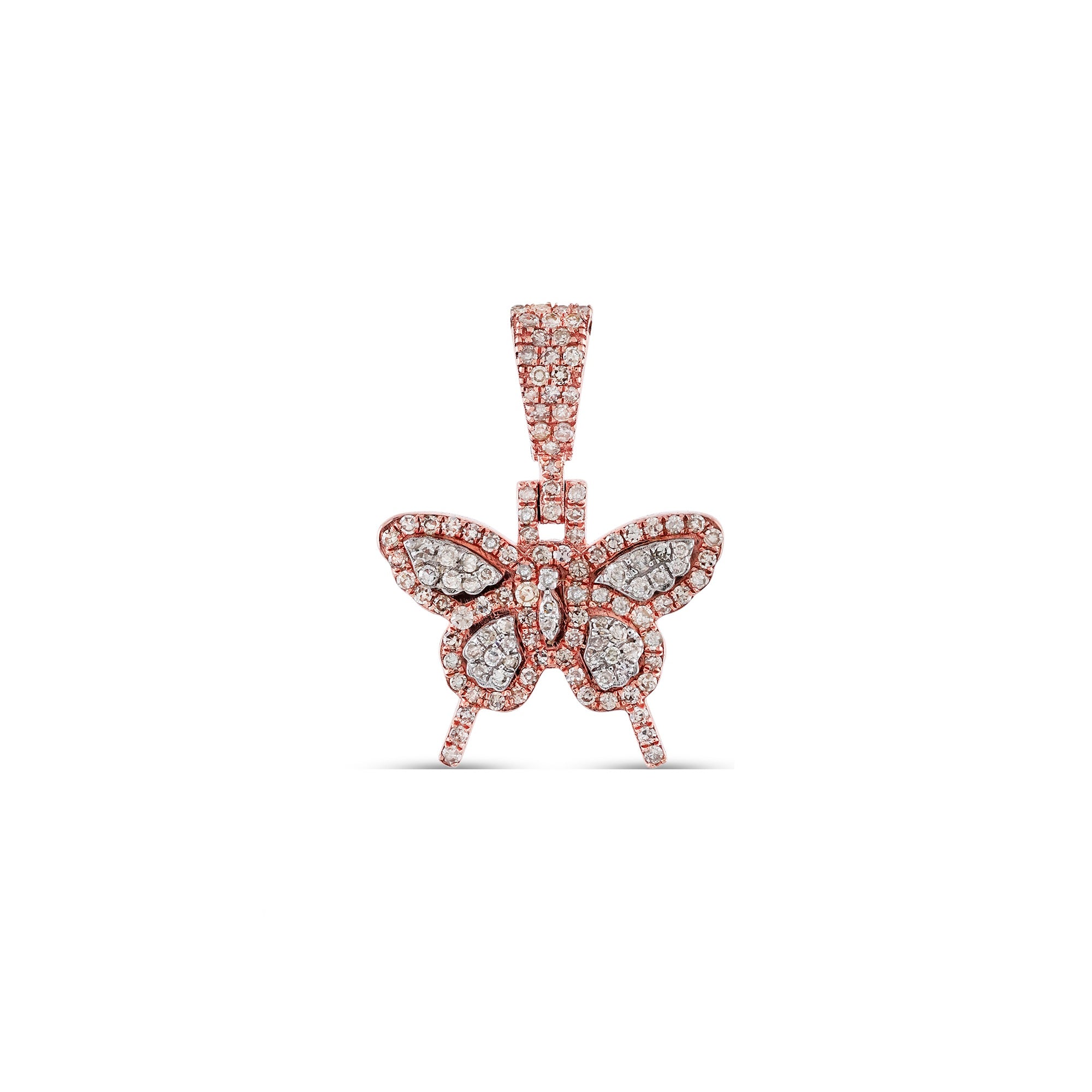 Rose Gold Round Diamond Butterfly Pendant