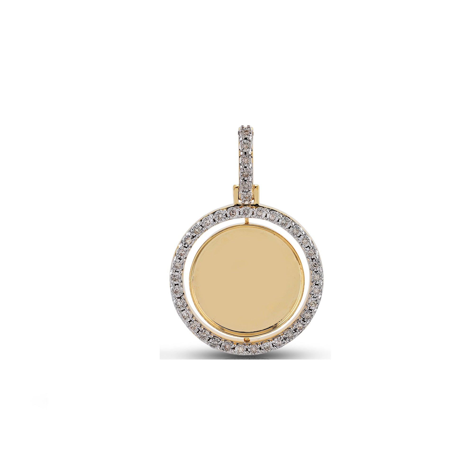 Yellow Gold Round Illusion Diamond Picture Pendant