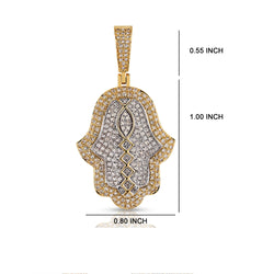 Yellow Gold Round Diamond Hamsa Pendant