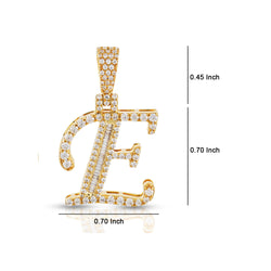 Yellow Gold Round and Baguette Diamond 'A to Z' Initial Letter Pendant