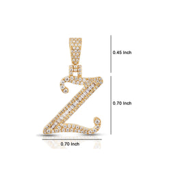 Yellow Gold Round and Baguette Diamond 'A to Z' Initial Letter Pendant