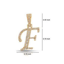 Yellow Gold Round and Baguette Diamond 'A to Z' Initial Letter Pendant