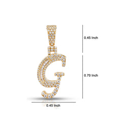 Yellow Gold Round and Baguette Diamond 'A to Z' Initial Letter Pendant