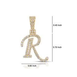 Yellow Gold Round and Baguette Diamond 'A to Z' Initial Letter Pendant