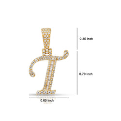 Yellow Gold Round and Baguette Diamond 'A to Z' Initial Letter Pendant