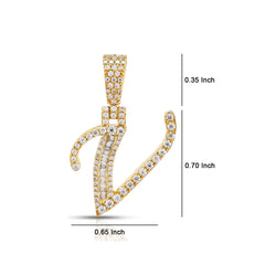 Yellow Gold Round and Baguette Diamond 'A to Z' Initial Letter Pendant