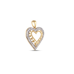 Yellow Gold Round Diamond double Heart Pendant