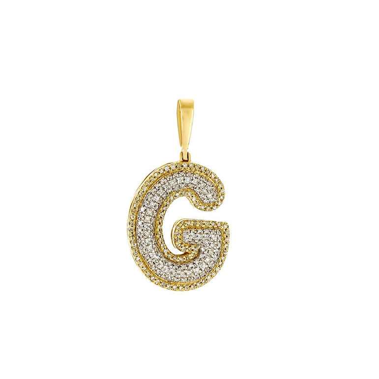 Yellow Gold Round Diamond Initial Pendant by Rafaela Jewelry