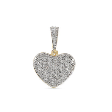 Yellow Gold Round Diamond Cluster Heart Pendant