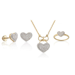 3-Piece Gold Earrings Set, Ring, Pendant – Heart Shaped Jewelry – Jewelry Sets for Women by Rafaela Jewelry