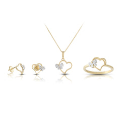 3-Piece Gold Earrings Set, Ring, Pendant – Heart Shaped Jewelry – Jewelry Sets for Women by Rafaela Jewelry