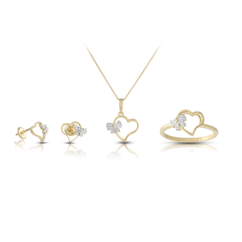 3-Piece Gold Earrings Set, Ring, Pendant – Heart Shaped Jewelry – Jewelry Sets for Women by Rafaela Jewelry