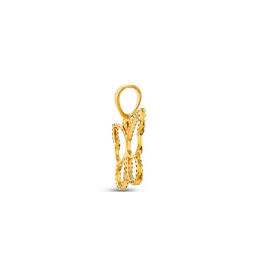 Yellow Gold Round Diamond Pave Butterfly Pendant