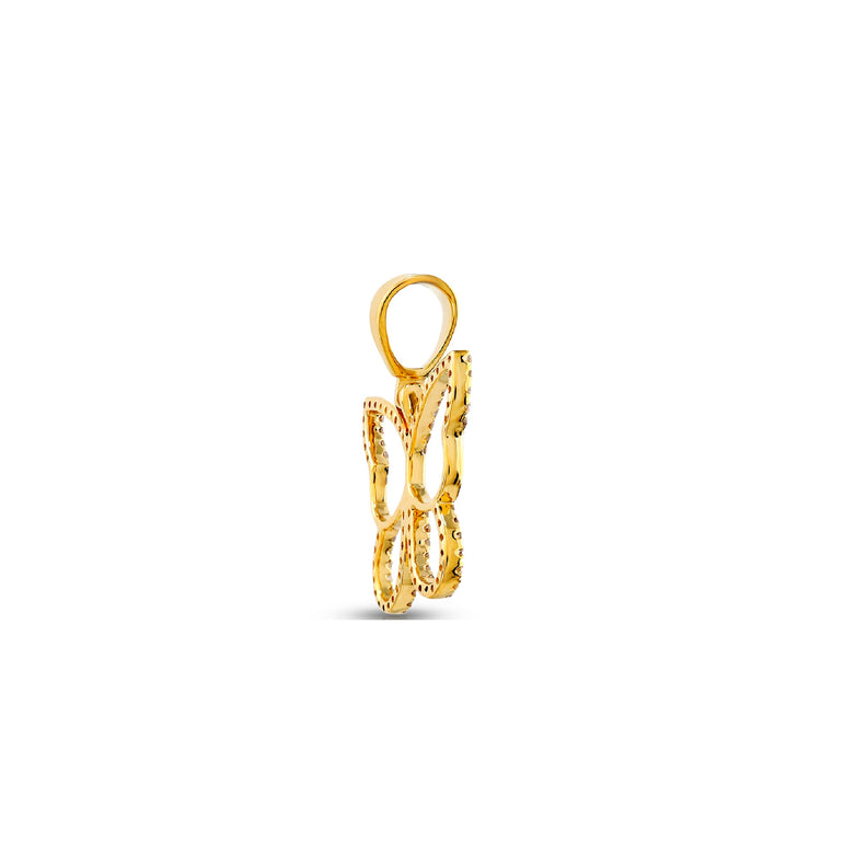 Yellow Gold Round Diamond Pave Butterfly Pendant