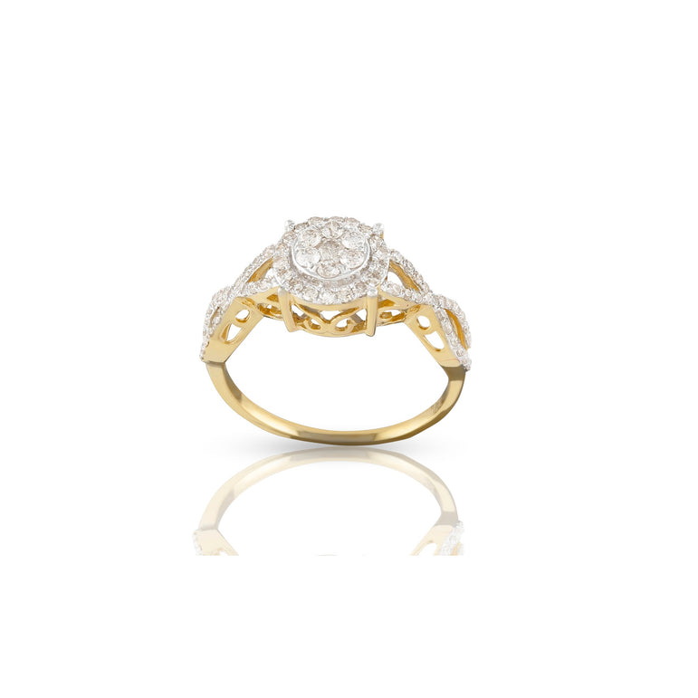 Yellow Gold Round Diamond Women Ring by Rafaela Jewelry