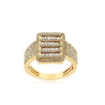 Yellow Gold Diamond Square Diamond Ring by Rafaela Jewelry