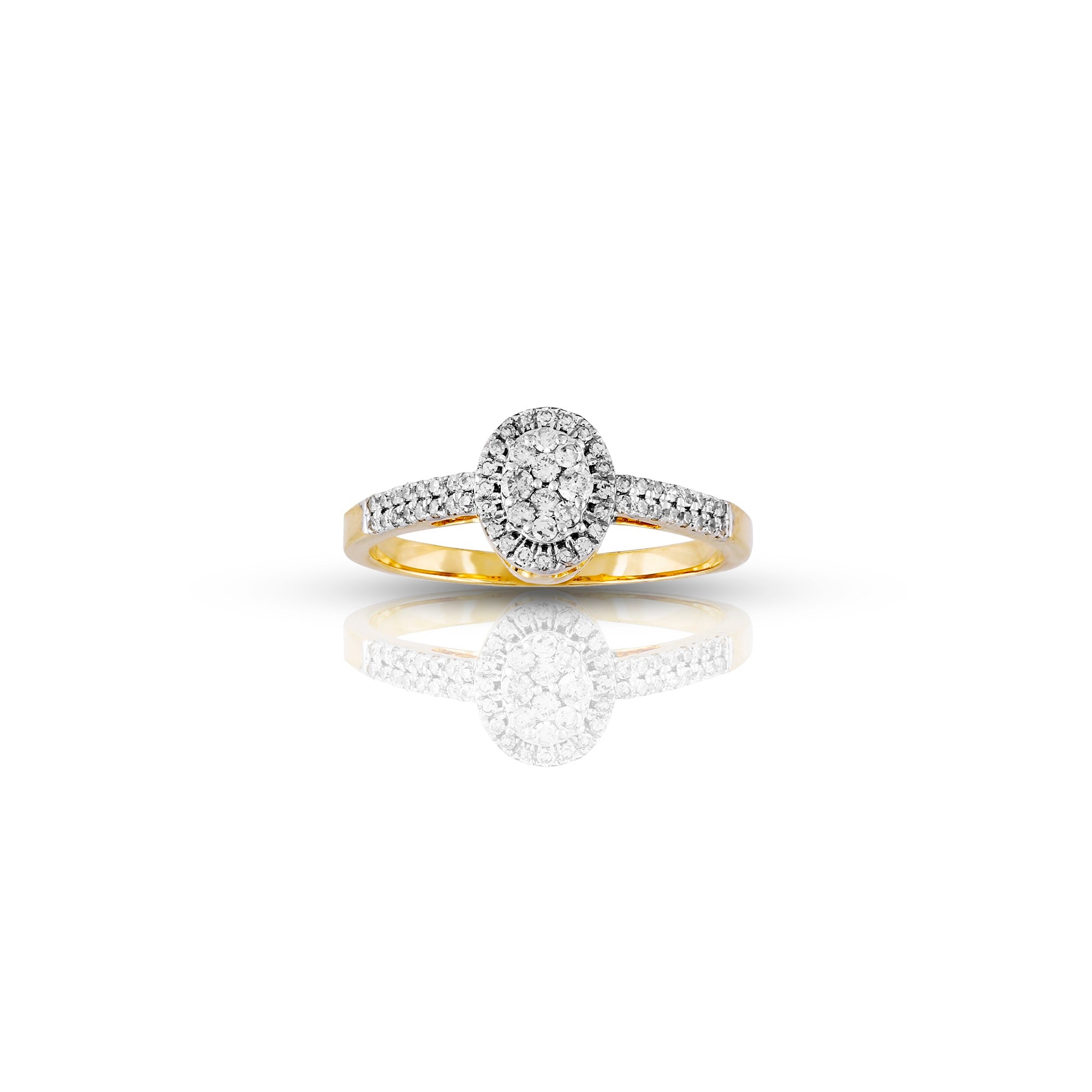Yellow Gold White Diamond Studded Ring by Rafaela Jewelry