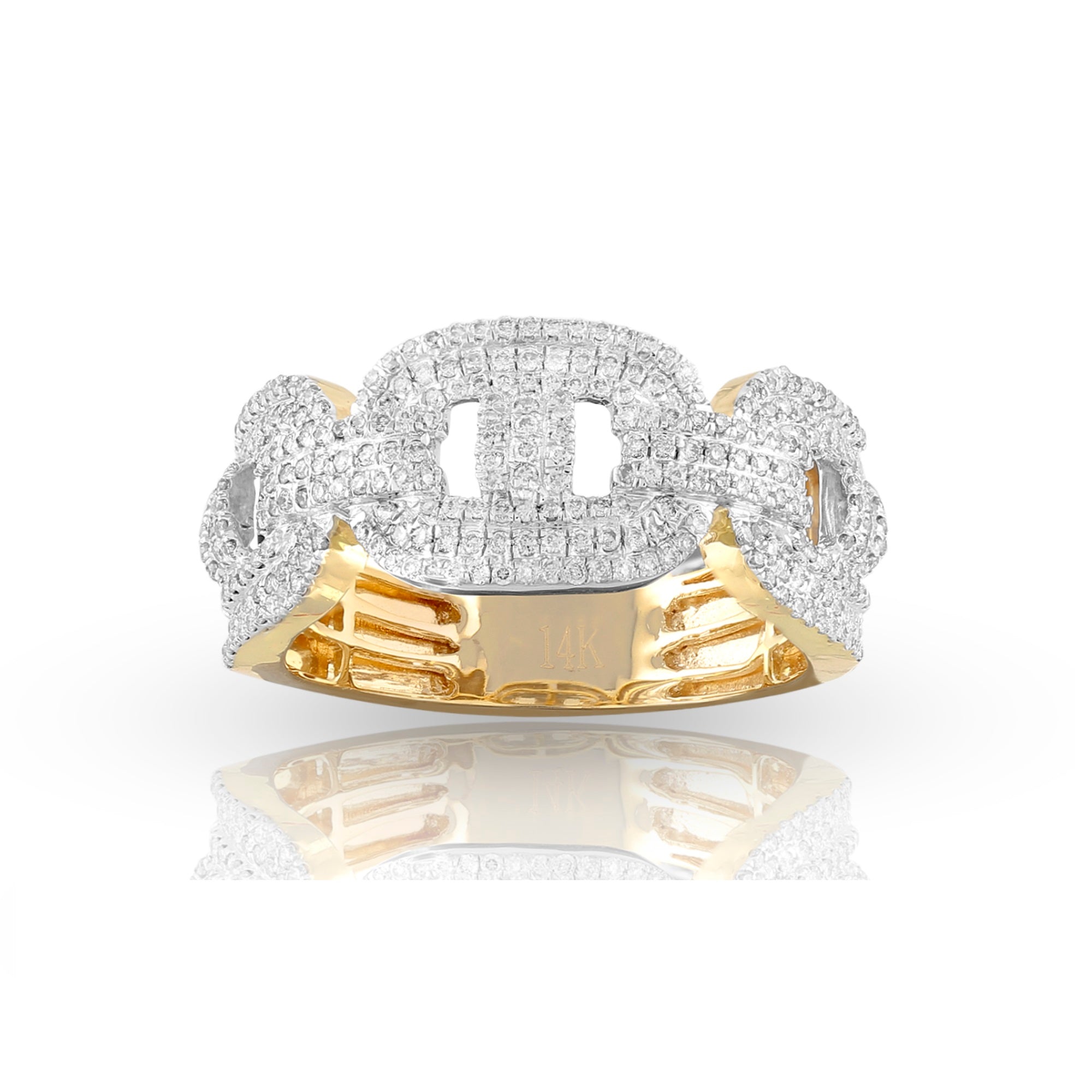 9.5mm Yellow Gold Men's Round Diamond Band Ring By Rafaela Jewelry